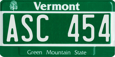 VT license plate ASC454