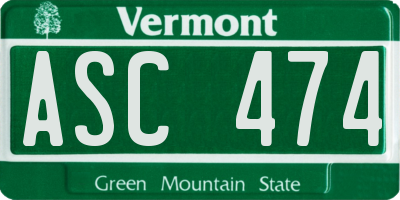 VT license plate ASC474