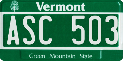 VT license plate ASC503
