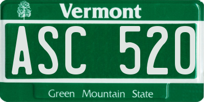 VT license plate ASC520