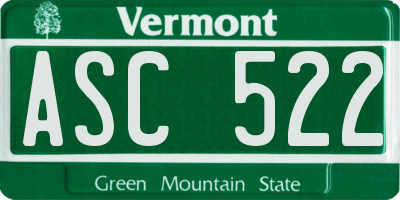 VT license plate ASC522
