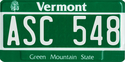 VT license plate ASC548