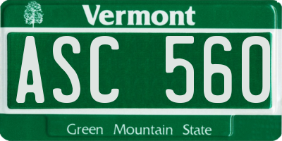 VT license plate ASC560