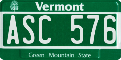 VT license plate ASC576