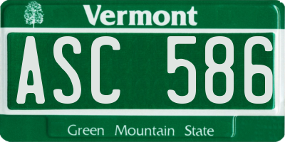 VT license plate ASC586