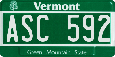 VT license plate ASC592