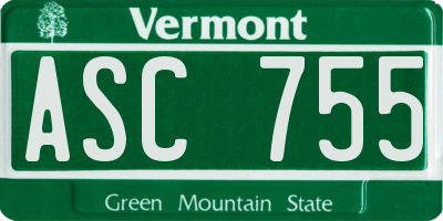 VT license plate ASC755