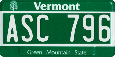 VT license plate ASC796