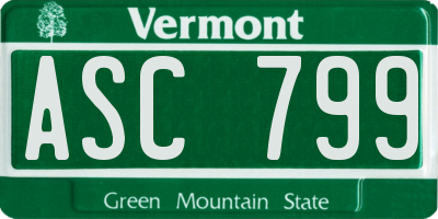 VT license plate ASC799