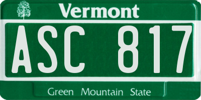 VT license plate ASC817