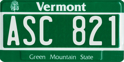 VT license plate ASC821