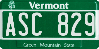 VT license plate ASC829