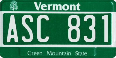 VT license plate ASC831