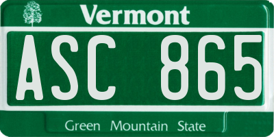 VT license plate ASC865
