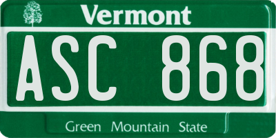 VT license plate ASC868