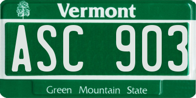 VT license plate ASC903