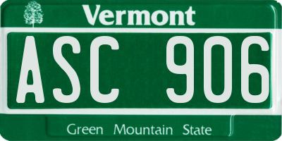 VT license plate ASC906