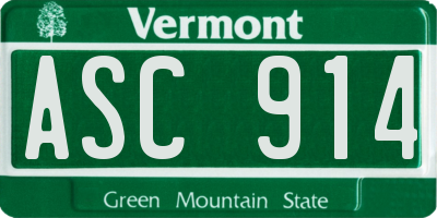 VT license plate ASC914