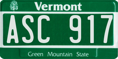 VT license plate ASC917