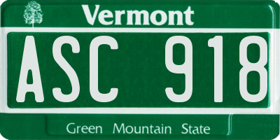 VT license plate ASC918
