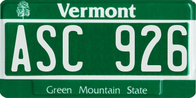 VT license plate ASC926