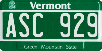 VT license plate ASC929