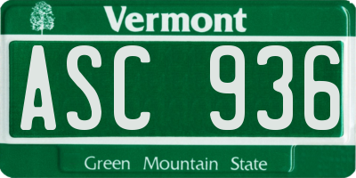 VT license plate ASC936