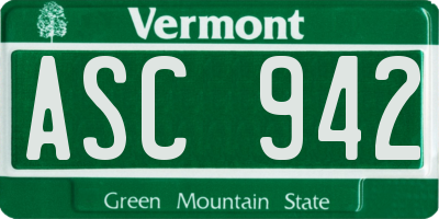 VT license plate ASC942