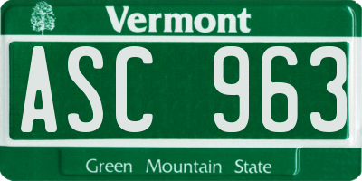 VT license plate ASC963