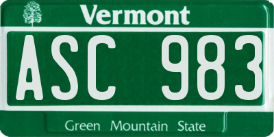 VT license plate ASC983