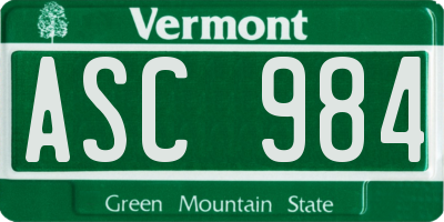 VT license plate ASC984