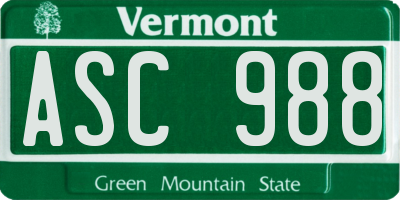VT license plate ASC988