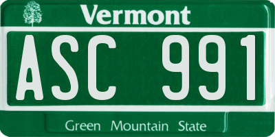 VT license plate ASC991