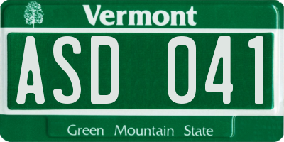 VT license plate ASD041