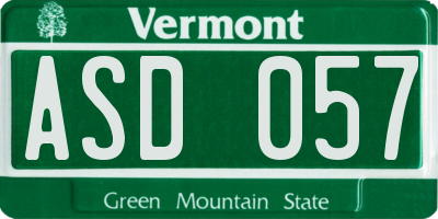 VT license plate ASD057