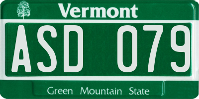 VT license plate ASD079