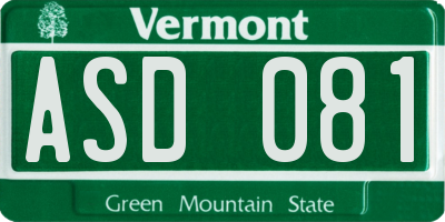 VT license plate ASD081