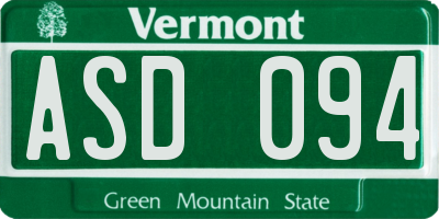 VT license plate ASD094