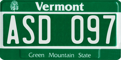 VT license plate ASD097