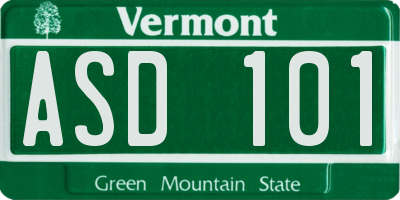 VT license plate ASD101