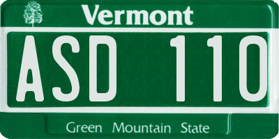 VT license plate ASD110