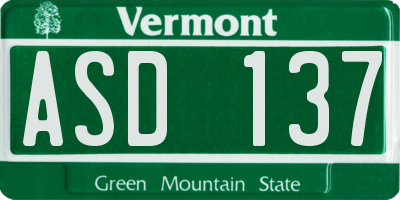 VT license plate ASD137