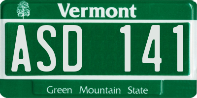 VT license plate ASD141
