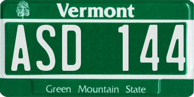 VT license plate ASD144