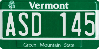 VT license plate ASD145