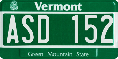 VT license plate ASD152