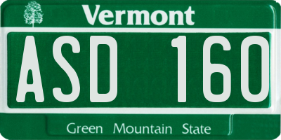 VT license plate ASD160