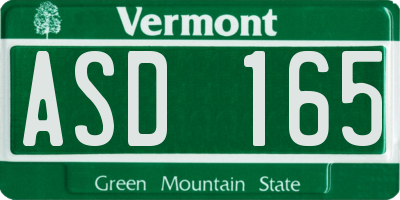 VT license plate ASD165