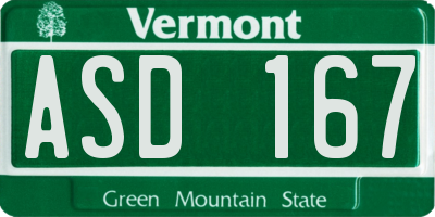 VT license plate ASD167