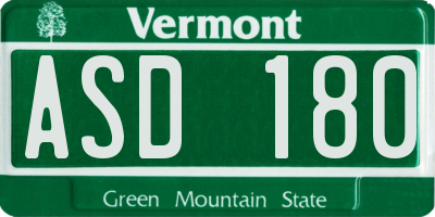 VT license plate ASD180